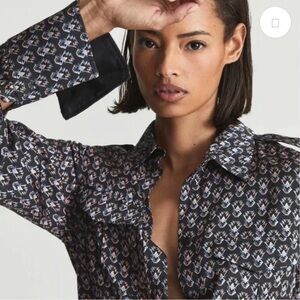 Reiss Lola Aztec Button Up Dress Shirt